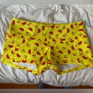 Fleo Yellow Watermelon & Cherry Athletic Shorts